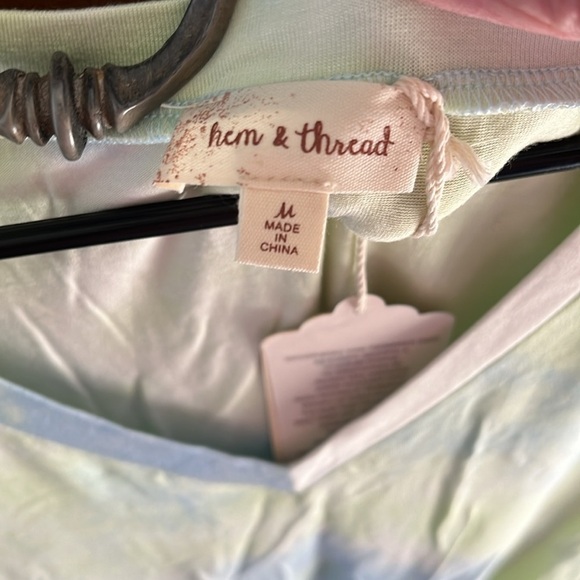 Hem & Thread Women’s Green And Blue Tie Dye T-Shirt Dress Size Medium NWT - Picture 2 of 10